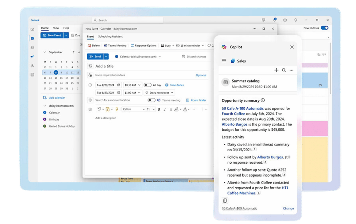 Copilot for Sales surfacing meeting prep content in Teams