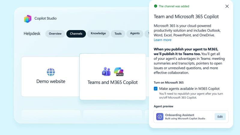Deploying an agent from Copilot Studio