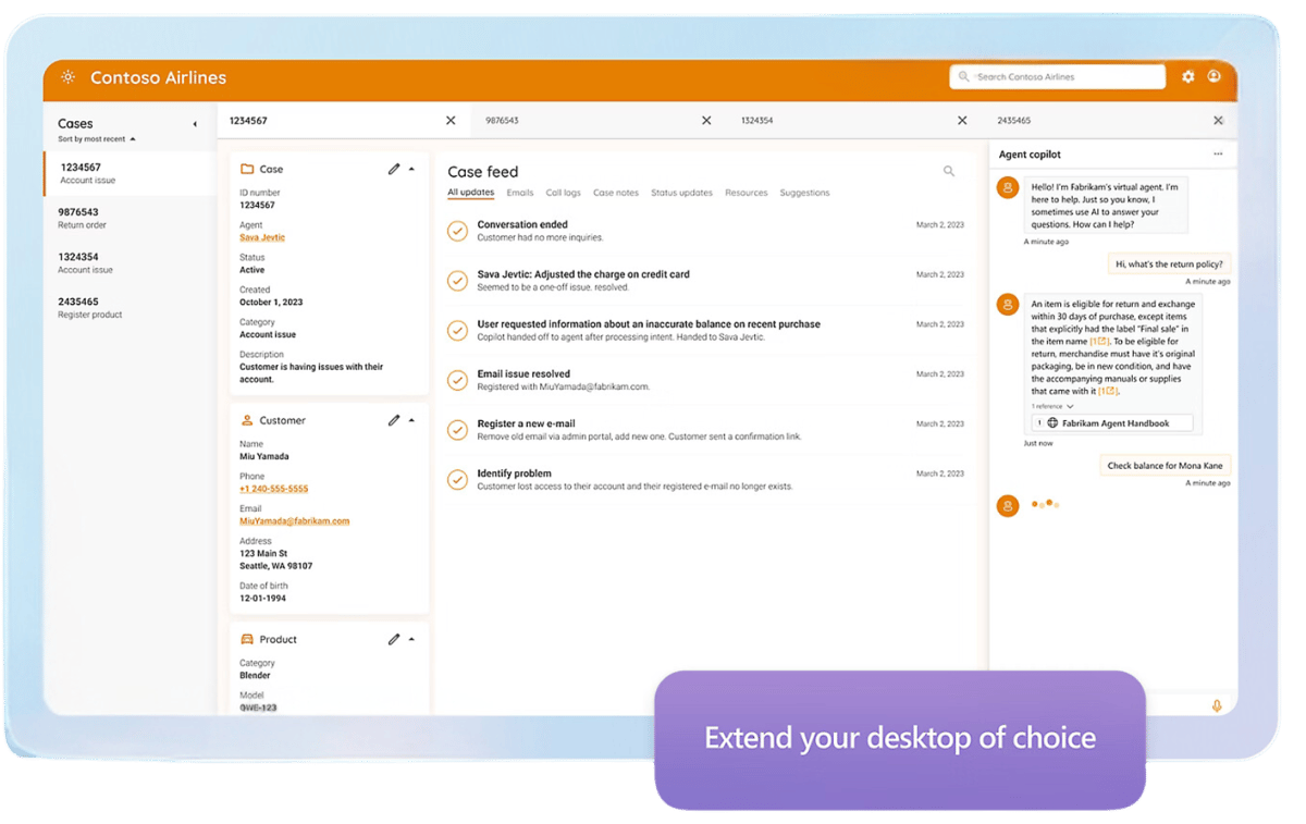 Microsoft Copilot for Service embedded in Salesforce, ServiceNow, and Zendesk