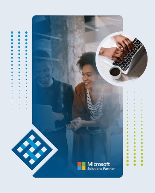 Professionals collaborating on a laptop while creating business insights and blog content.