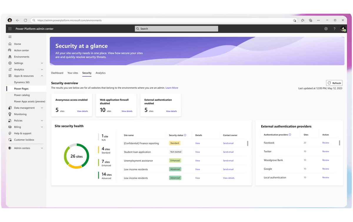 Power Pages dynamic security testing scans