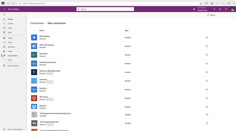 Connect Power Apps to any data source