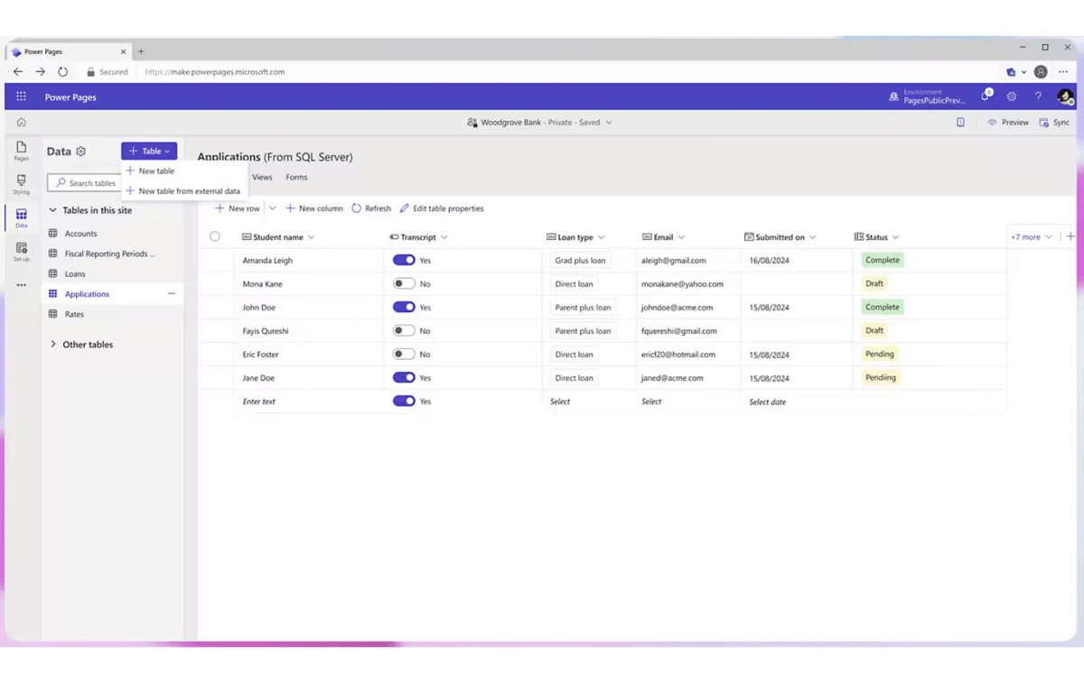 Power Pages sharing business data from Dataverse