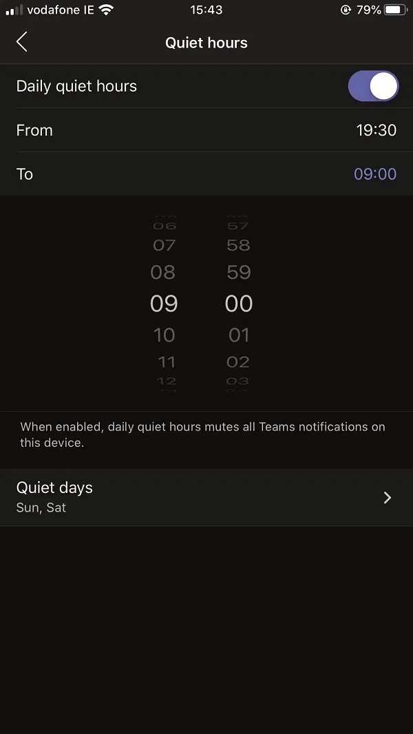 Teams-Mobile-Quiet-Hours-Settings